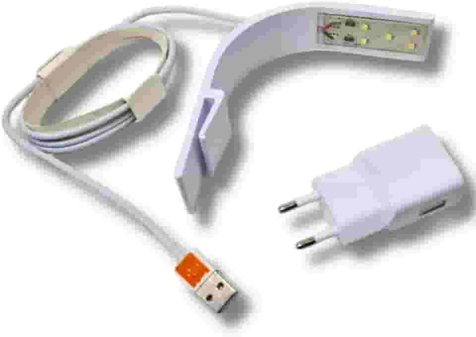 Luminária LED compacta para aquários, ultra fina e curva, 15 L, iluminação submersível para peixes e plantas aquáticas, voltagem dupla (Branco)