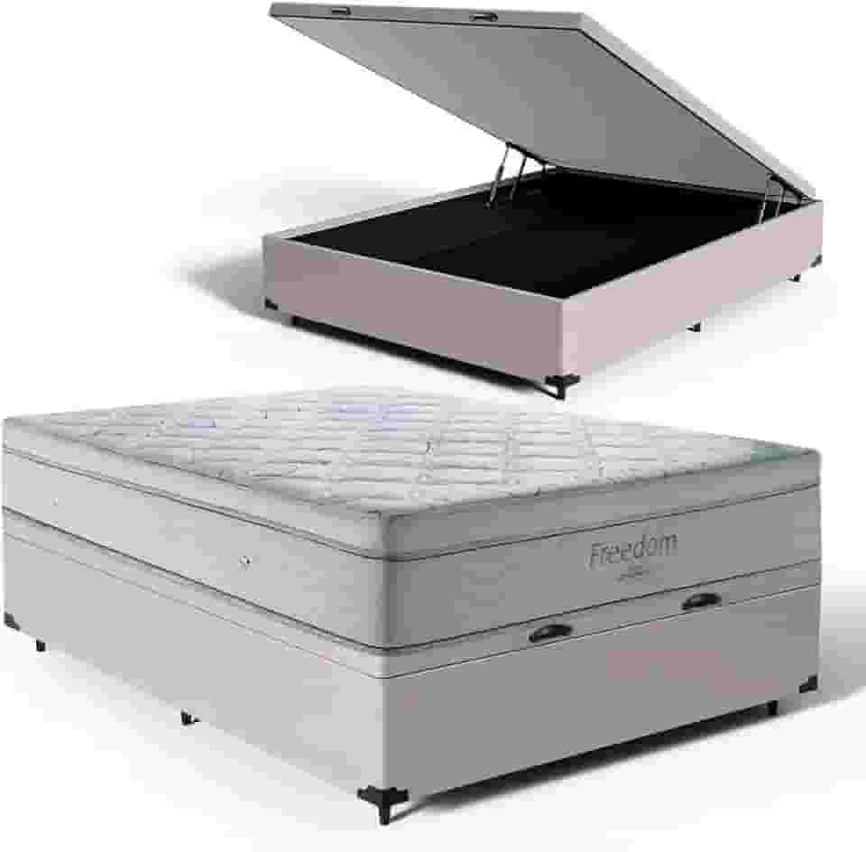 Cama Box Baú com Colchão de Molas Ensacadas D33 Pillow In Ortobom Freedom (Casal)
