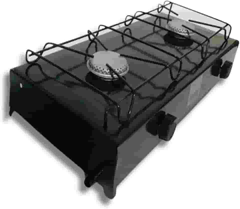 Fogão Fogareiro Camping 2 Bocas a Gas Preto - Mishe