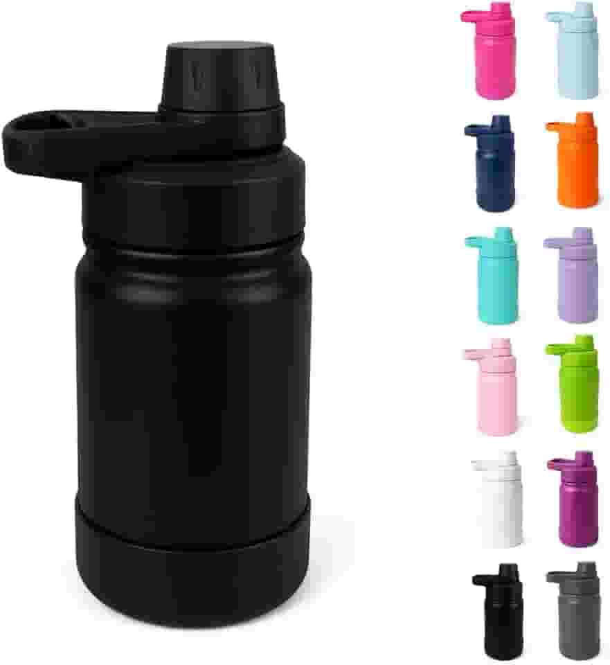 Garrafa Térmica Infantil 400ml com Bico Antivazamento e Alça de Transporte (Preto)