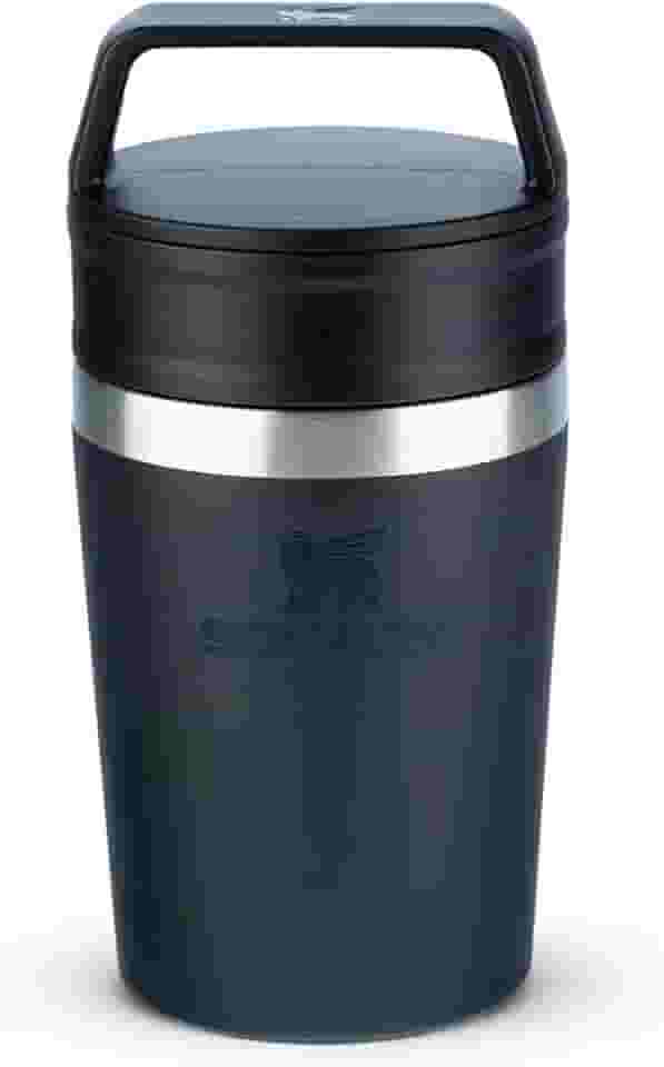 Stanley - Copo de Café Térmico, Caneca de Viagem Café Go com Tampa de Duas Partes Para Beber e Alça de Transporte, Garrafa Térmica de Aço Inoxidável, 236 ml, Black