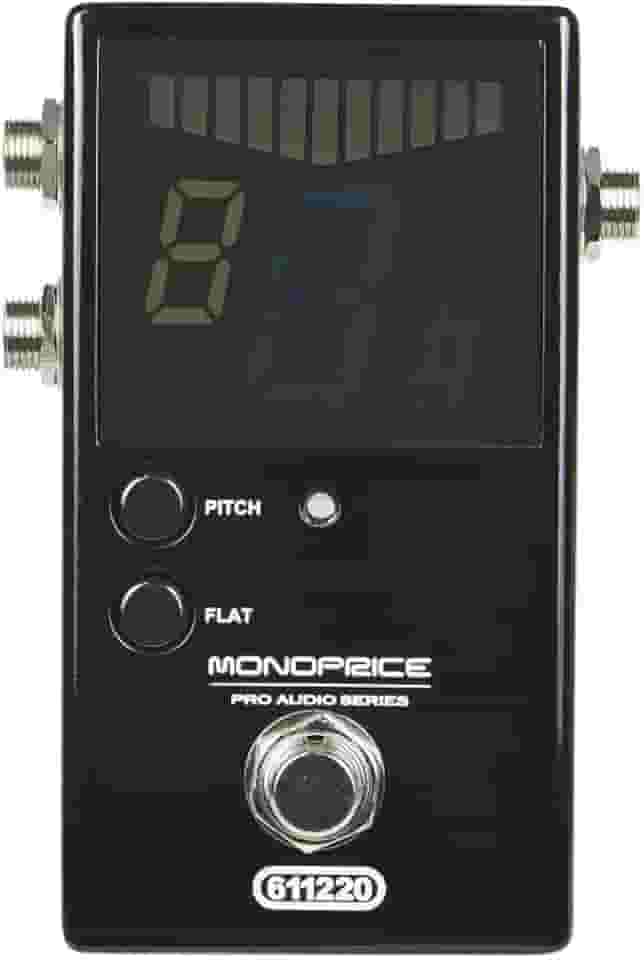 Monoprice Sintonizador de pedal cromático - saídas preto, normal e true-bypass, fácil de afinar seus baixos e guitarras - Série Stage Right