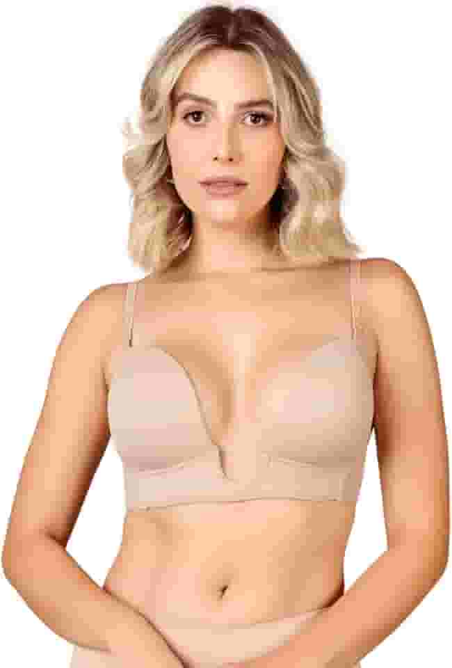 Sutiã Decote Profundo U Push Up Efeito Silicone Invisível