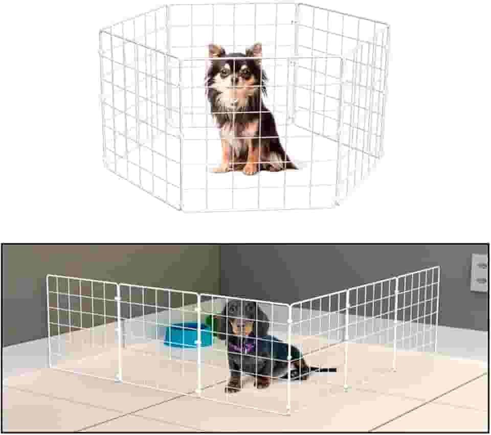 Cercadinho Pet Dobravel Móvel Articulado Cachorro Pequeno Porte Gato 6 Telas 30cm Branco