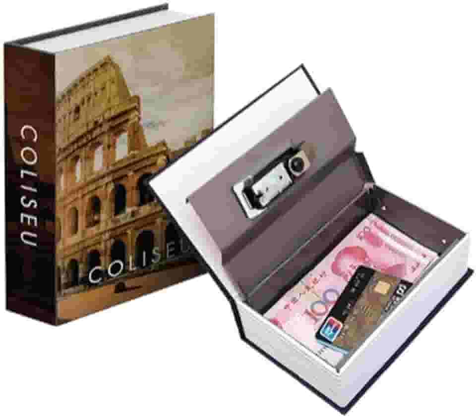 Cofre Camuflado Médio Chave Formato Livro Porta Joias Dinheiro G Modelo Coliseu