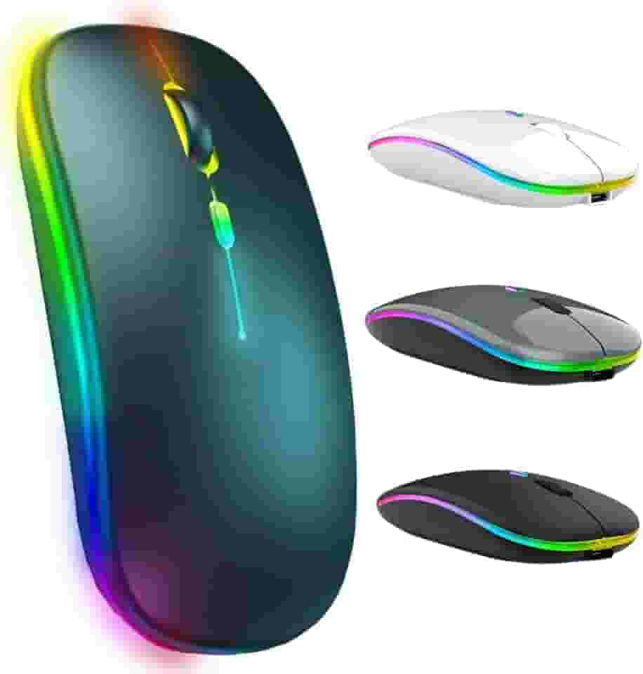 Mouse Óptico Sem Fio Recarregável Wireless Com Led RGB Colorido Ultrafino Ergonômico Usb 2.4 Ghz para Notebook Computador Pc Desktop TV Smart Premium [Marca Valuance]