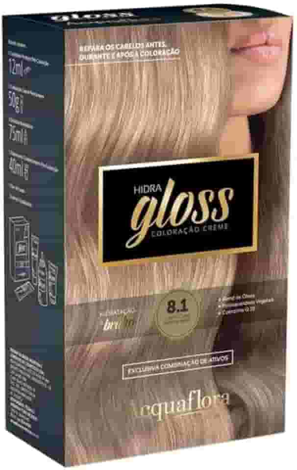 AcquaFlora Coloração Permanente Hidra Gloss Louro Claro Acinzentado 8.1 Acquaflora