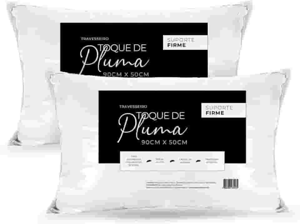 Kit 2 Travesseiros King Toque de Pluma Firme 90x50 cm – Percal 180 Fios | Alto, Macio e Confortável para Noites Revigorantes
