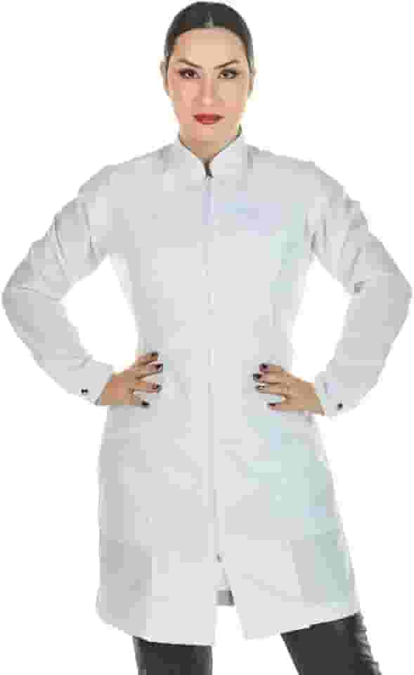 Jaleco Feminino Oxford Zíper Manga Longa Branco