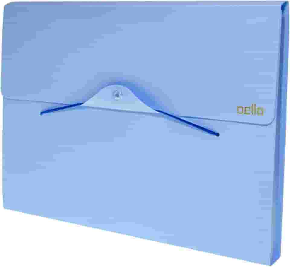 Pasta Sanfonada Plastica A4 12div.Linho Serena Az.Paste - 01 Unidade, Dello, 6096BP.0012, Azul