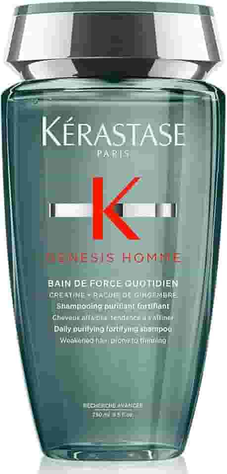 Kérastase Shampoo Genesis Homme Bain de Force Quotidien, Cabelos com queda, Prevenção da queda, Creatina, Raiz de gengibre, 250 ml