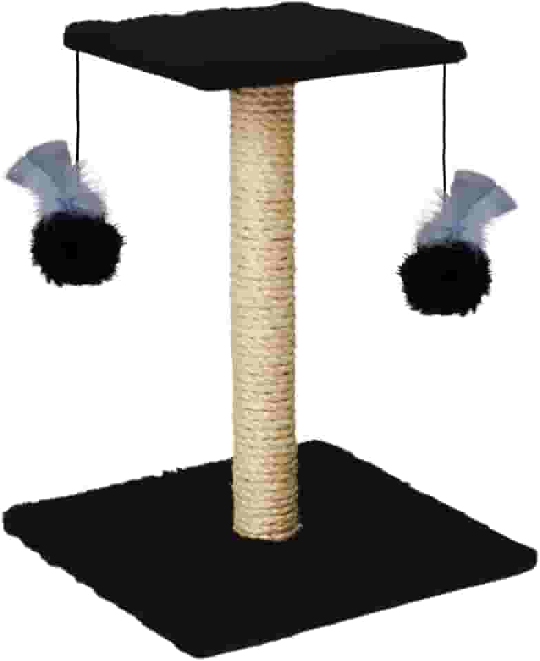 Arranhador Para Gatos Poste Com Brinquedo Duplo Exclusivo (Preto)