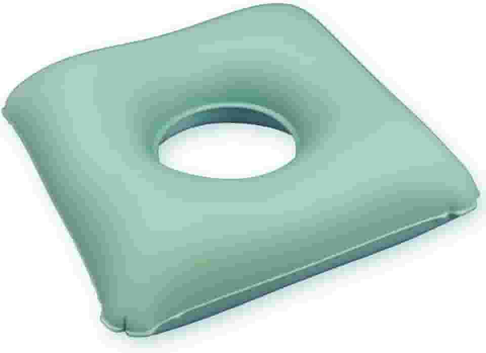 Almofada Inflável Ortopédica com Orifício, 45x45cm, Suporta 130kg, para Cadeira de Rodas, Escritório e Pós-Cirúrgico, Verde Menta