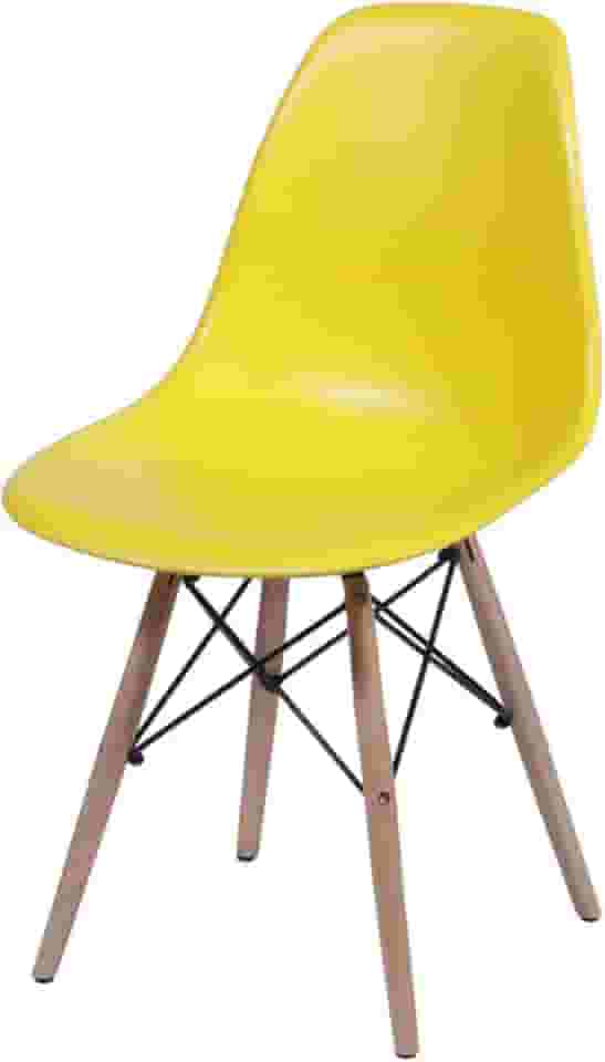 CADEIRA EAMES EIFFEL PP AMARELO BASE MADEIRA