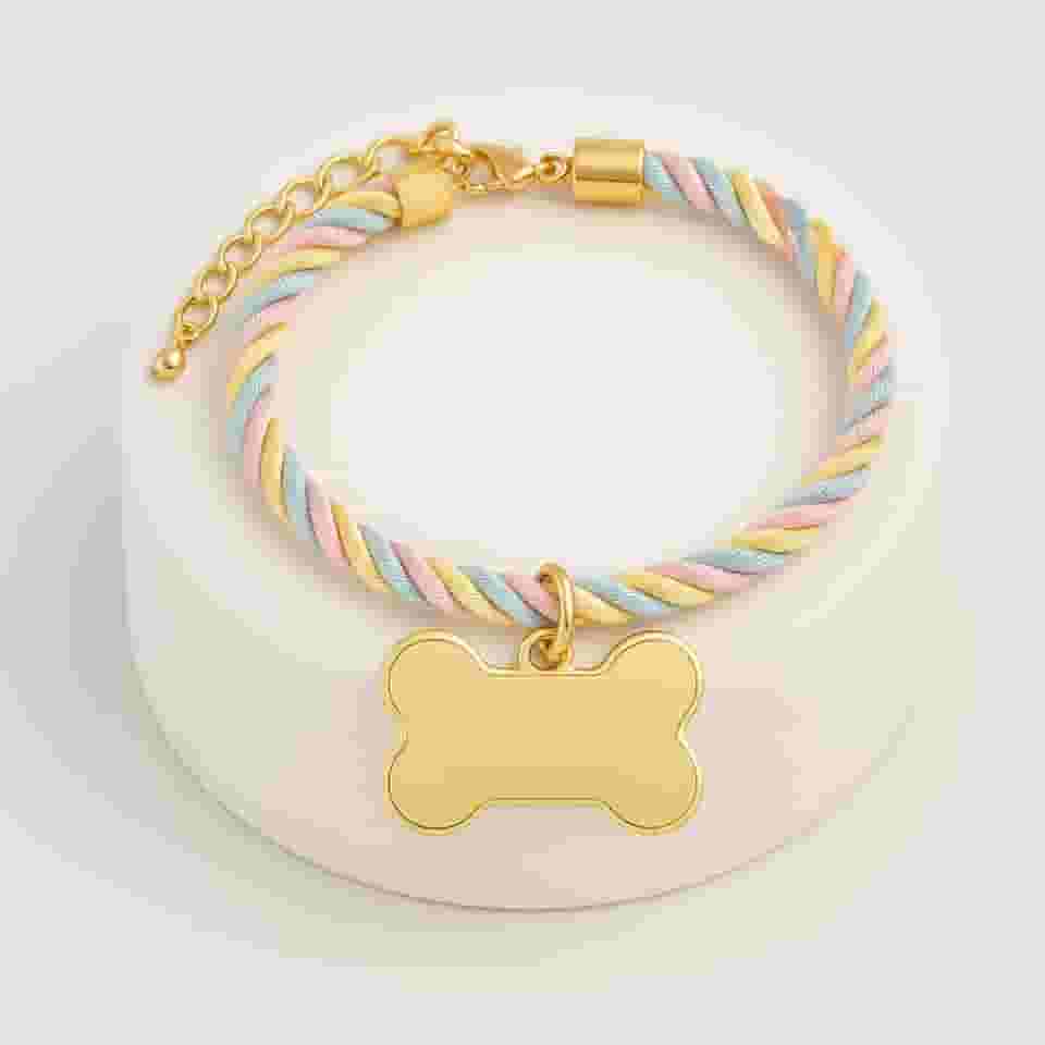 Coleira rosa para cães com nome e número personalizados (Algodão Doce-M- Ajustável 22 a 30 cm)