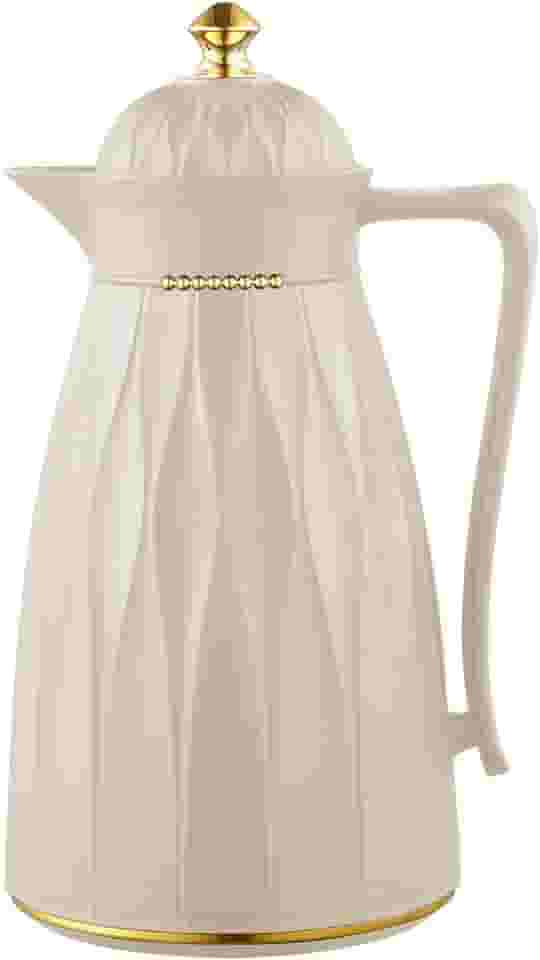 Garrafa Térmica Khadija 1L Off White com Dourado – Conservação de Temperatura e Design Sofisticado