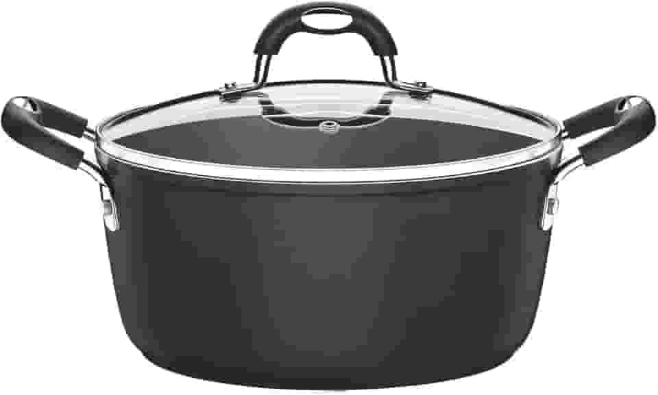 Caçarola Tramontina Mônaco Induction Em Alumínio Com Revestimento Interno E Externo Antiaderente Starflon Premium Preto Com Tampa De Vidro 28 Cm 6,4 L