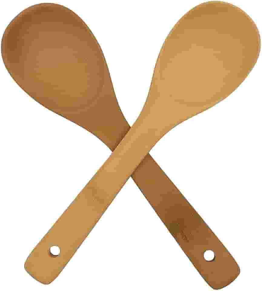 Kit Colheres De Bambu Para Cozinha 2 Peças 23x6cm Sofisticação E Elegância