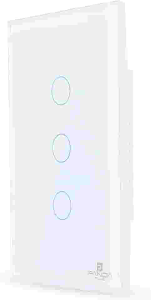 Interruptor Inteligente Touch 1,2,3 e 6 Botões Teclas 4x2 e 4x4 Alexa Google Wifi App Tuya Pandaplus Controle de Voz Automação Bivolt (Branco 3 Botões)