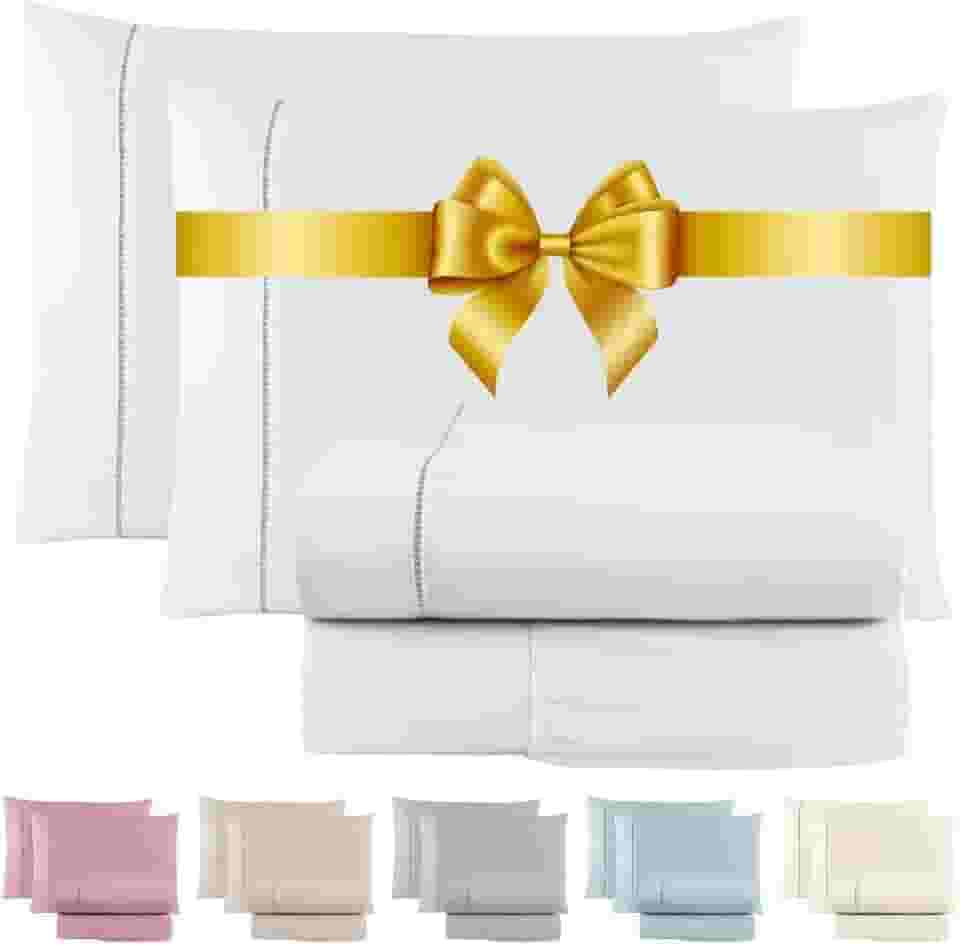 Jogo de Lençol Cama King Size 4 Peças Percal 600 Fios Egipcio Premium Antiacaro Toque Extra Macio (Branco)