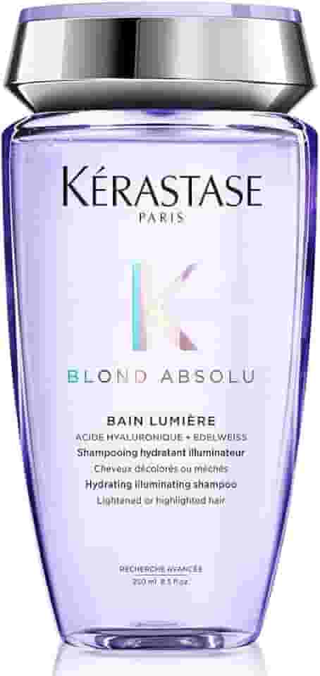 Kérastase Shampoo Blond Absolu Bain Lumière, Cabelos loiros, descoloridos, Hidratação, restauração, Ácido Hialurônico, Flor de Edelweiss, 250 ml