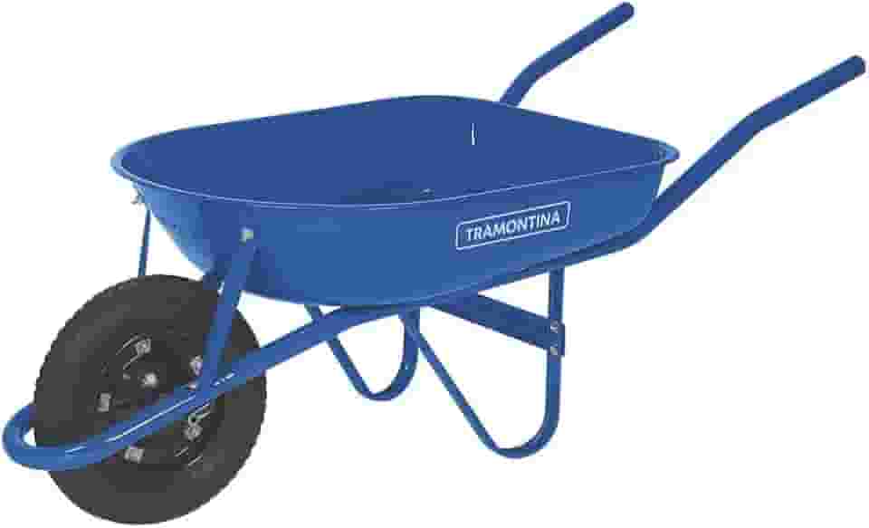 Carrinho De Mão, Caçamba Metálica Rasa Redonda, 50 L, Braço Metálico