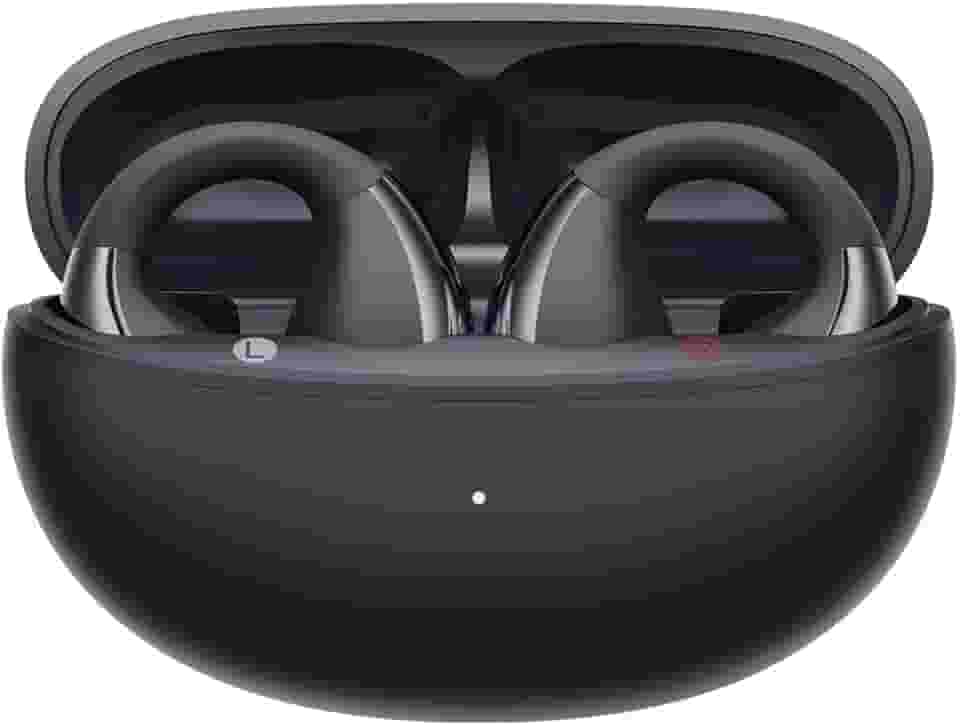 Fones de Ouvido Abertos QCY Crossky C30, Fones Bluetooth 5.4 com Clipe, Conforto Leve, Ajuste Estável, 25 Horas de Reprodução (Preto)