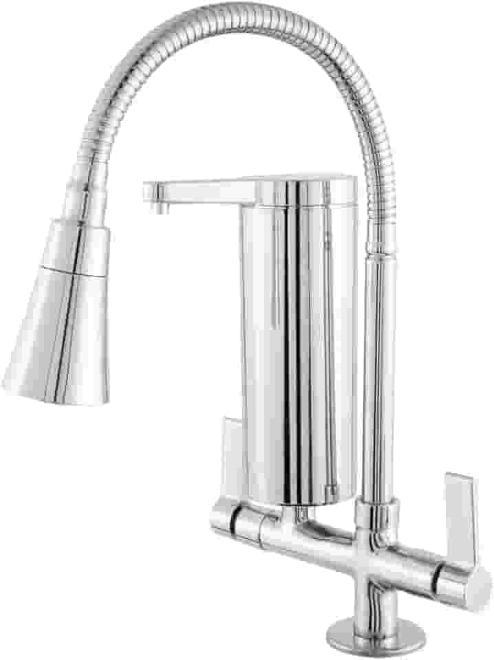 Torneira Cozinha Bancada Com Filtro Slim Flexível Gourmet Cromada Dupla Função Metal Abs