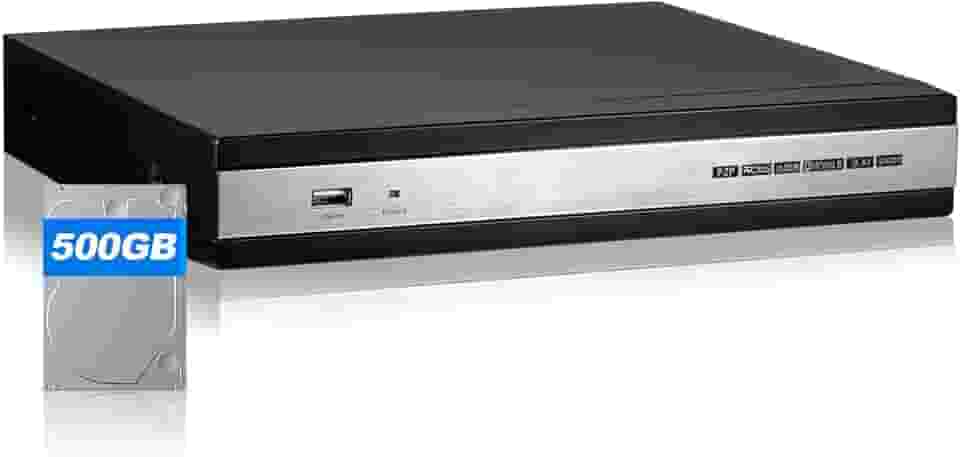 Sistema de câmera de segurança, 8 canais 6 em 1 DVR para câmera de segurança/AHD/TVI/CVI/CVBS/IP câmera de vigilância, com disco rígido de 500 GB, máximo de 16 TB