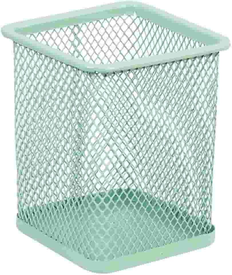 Porta Lápis e Caneta Aramado Quadrado BRW Verde Pastel