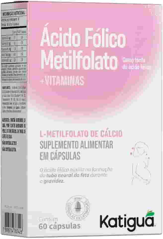 Katiguá, Ácido Fólico Metilfolato, Com vitaminas, Sem Sabor, 30 Cápsulas rígidas • 30 doses