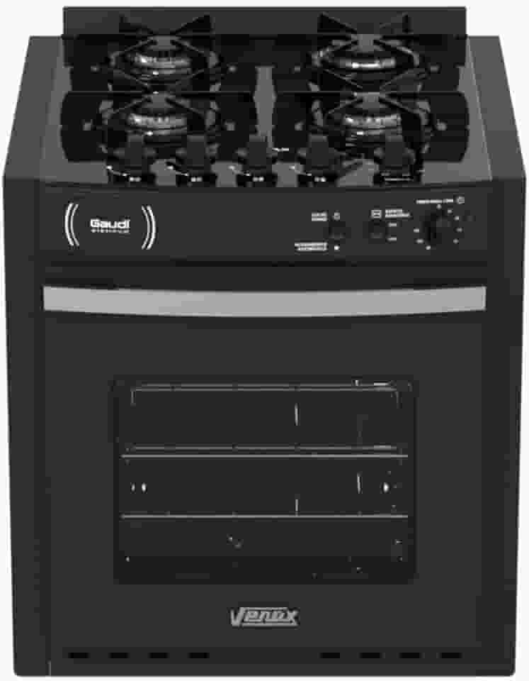 Fogao de Embutir 4 Bocas Venax Gaudi Platinum Vitreo Preto Gas GLP 220V