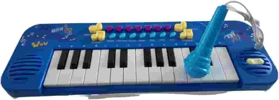 Teclado Musical Infantil com Microfone – 25 Teclas – Função Gravação e Replay – Brinquedo Educativo, Piano Eletrônico com 25 Teclas que Grava e Reproduz (Azul)