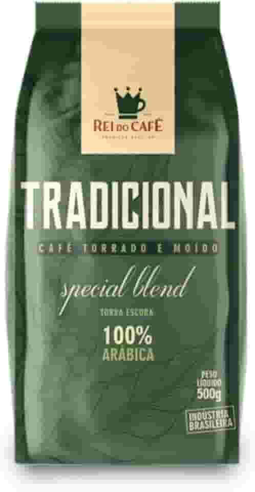Café Moido Tradicional Torrado 500g REI DO CAFE 100% Arábica Alta Mogiana Torra Escura Cafeteria Tradicional de Santos