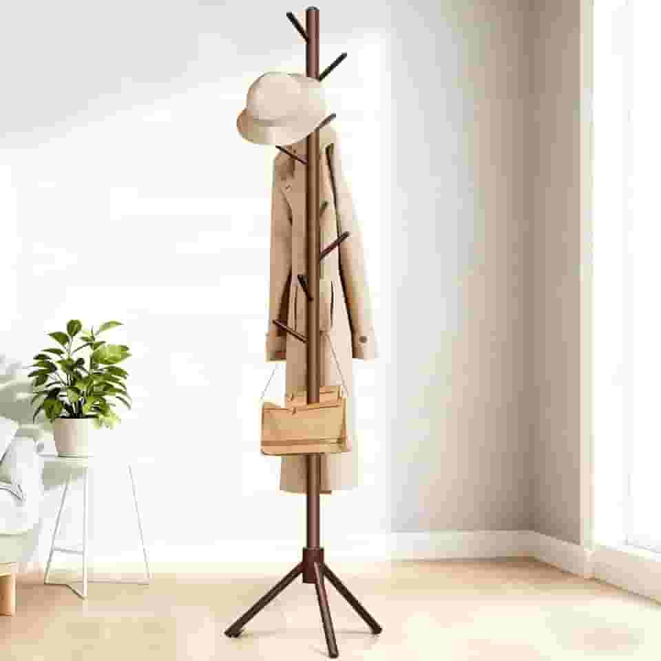 40 * 29 * 176cm Cabideiro, Cabideiro Vertical para Quarto, Mancebo Bolsa Pendurada, Mancebo, Cabide de Pé Livre com 8 Ganchos