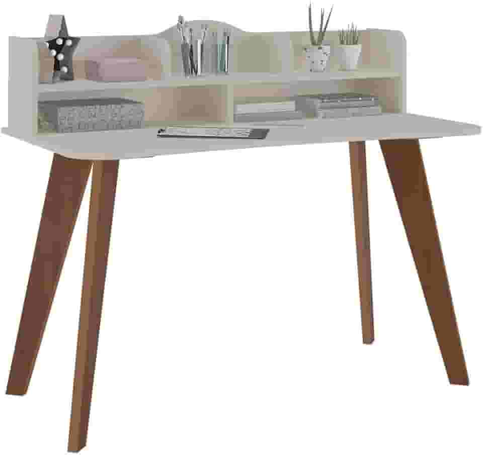 Escrivaninha com nichos SOFIA cor Off White/Cedro - Artely