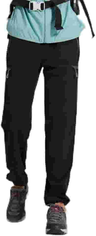 Calça cargo feminina leve de secagem rápida para viagem ao ar livre, bolsos com zíper, resistente à água