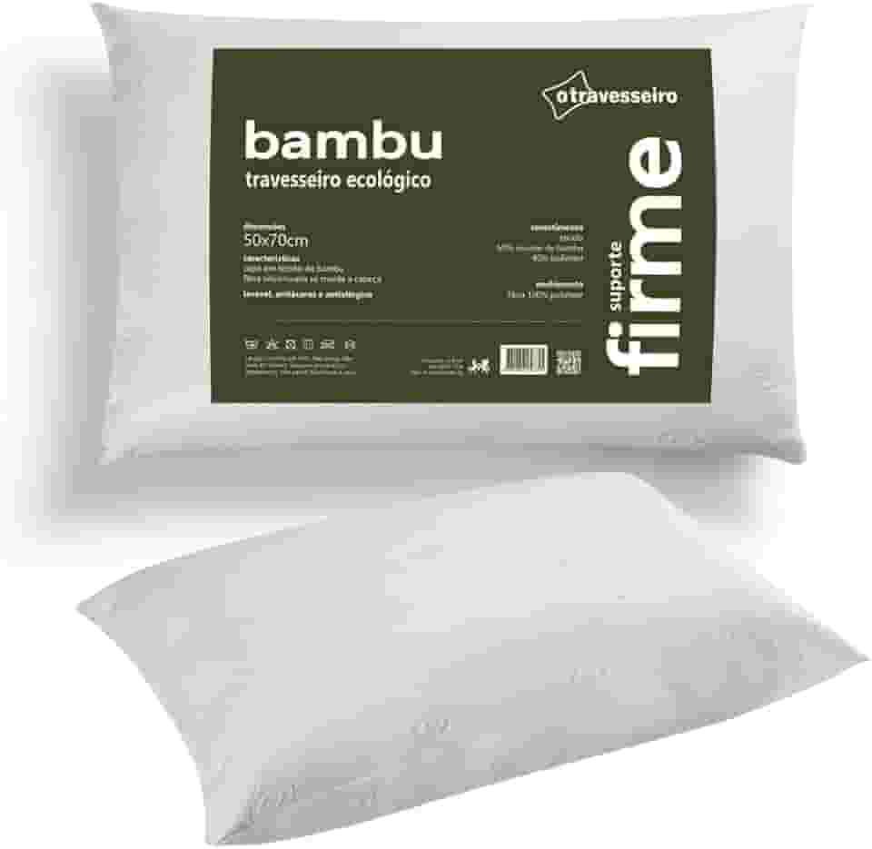 Travesseiro de Bambu 50x70cm 100% Fibra Siliconada antialérgico Toque Macio Lavável
