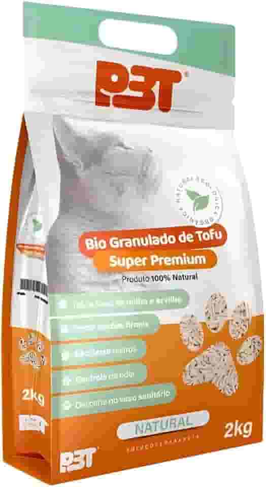 Areia Bio Granulado de Tofu Premium Natural P3T 2kg Controle de Odor Biodegradável