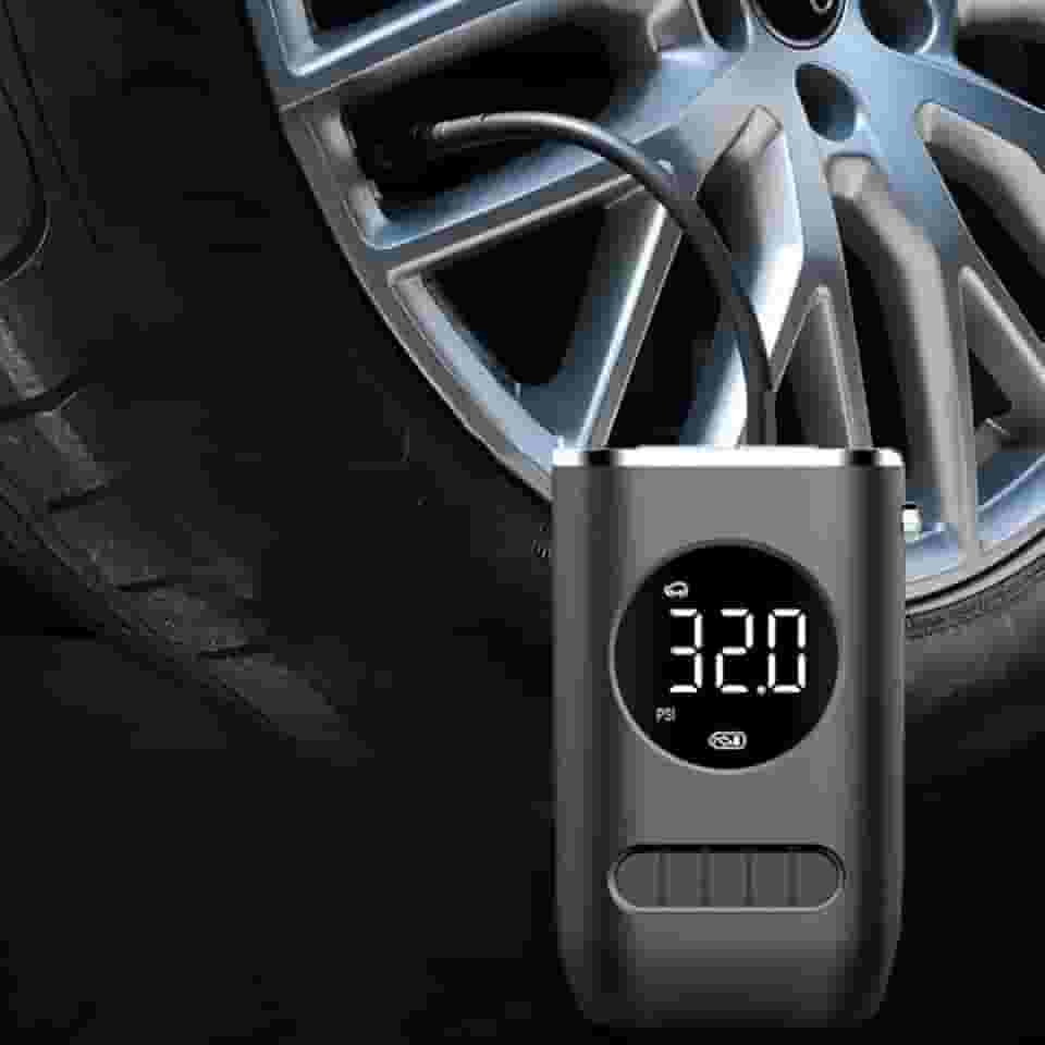 Compressor de ar portátil mini com inflador de pneu, bateria recarregável de 4000 mAh, bomba sem fio 150 PSI, luz de emergência LED e calibrador para carro, bicicleta, motocicleta e bola
