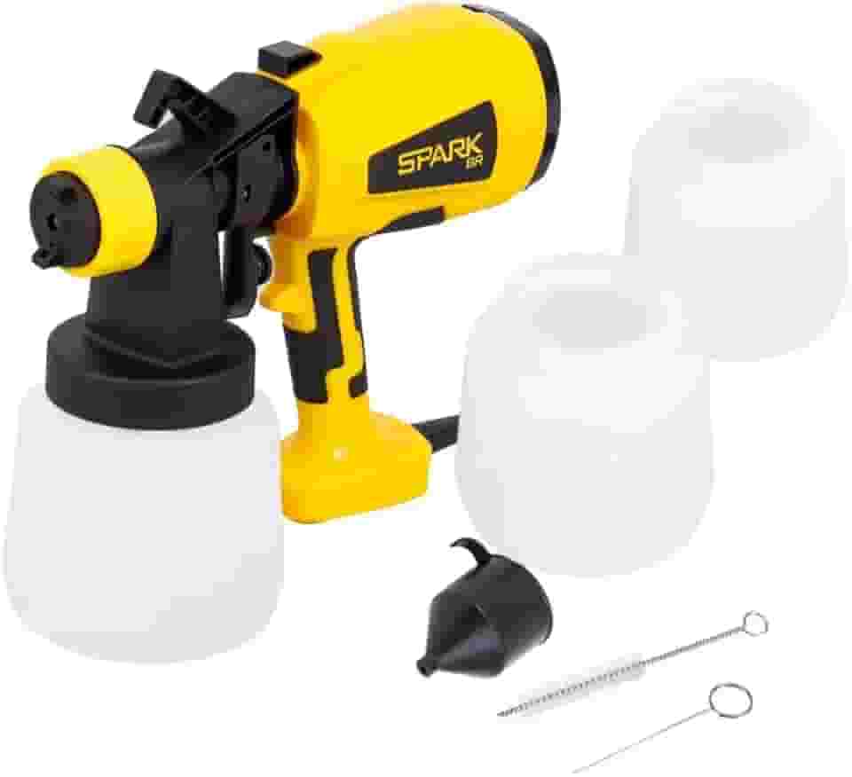Pistola de Pintura Elétrica Pulverizadora 450W Com 2 Reservatórios 1000ml Pintura Rápida e Uniforme 127v