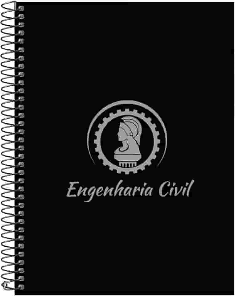 Caderno Universitário Espiral 15 Matérias Profissões Engenharia Civil (Preto e Prata)