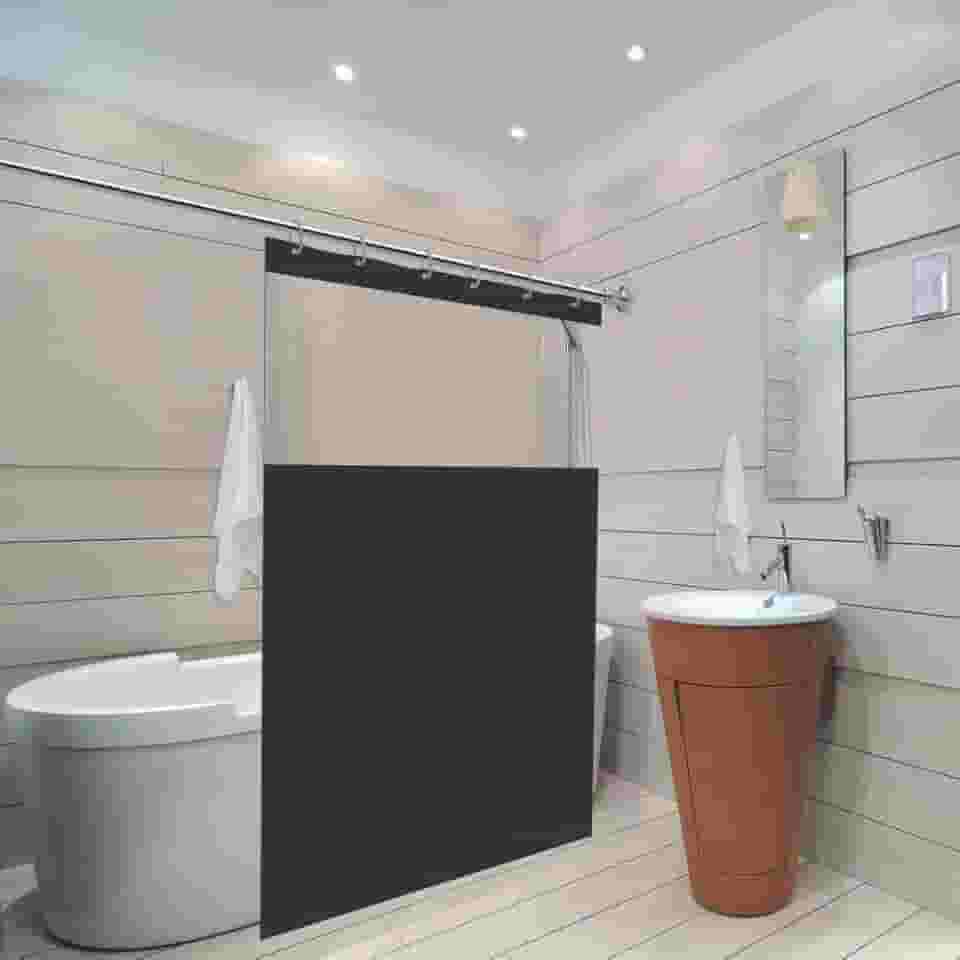 Cortina Box Para Banheiro Com Visor 100% PVC 1,38m X 1,98m - Preto