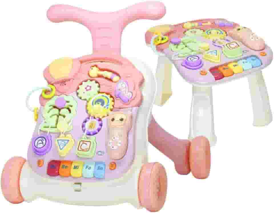 Andador Didático e Mesinha Infantil Rayo 2 Em 1 (Rosa)