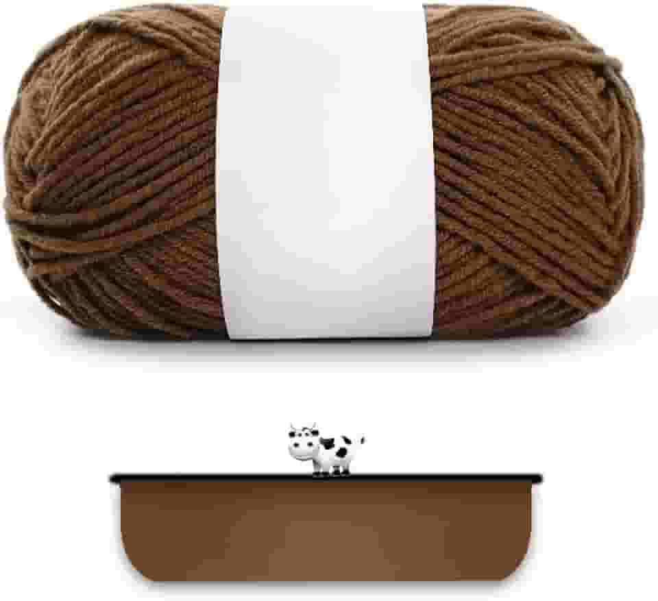 Fio de algodão penteado para tricotar à mão - ultramacio e suave, ideal para roupas, suéteres, cachecóis, material de artesanato (marrom)