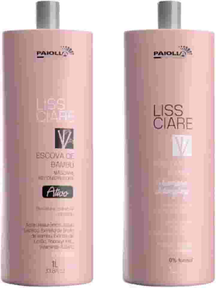 Kit Profissional Progressiva Bambu Shampoo Detangling 1L e Máscara Reconstrutora com Ácido Hialurônico, Sem Formol