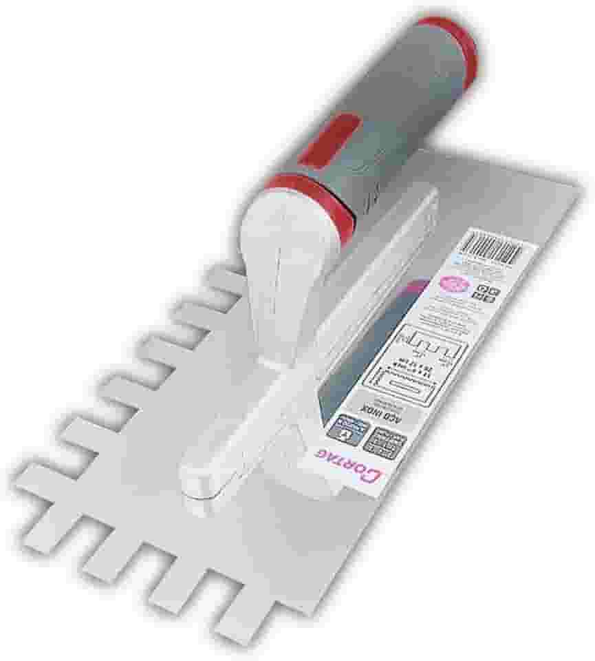 Desempenadeira Aço Inox e Polímero Dentada Cortag 28CM Cabo em Dupla Injeção Para Pisos e Azulejos Profissional - 62013