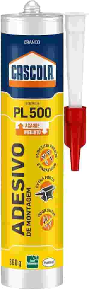 Cascola Cola Monta & Fixa PL 500 Interior, Adesivo de montagem extraforte, Cola para madeira, MDF, compensado, concreto, entre outros materiais, Cartucho com 360g