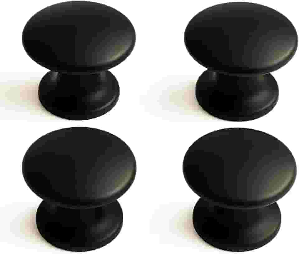 Kit 4 Puxadores Ponto Redondo Para Móveis Gaveta Armário (Preto Fosco)
