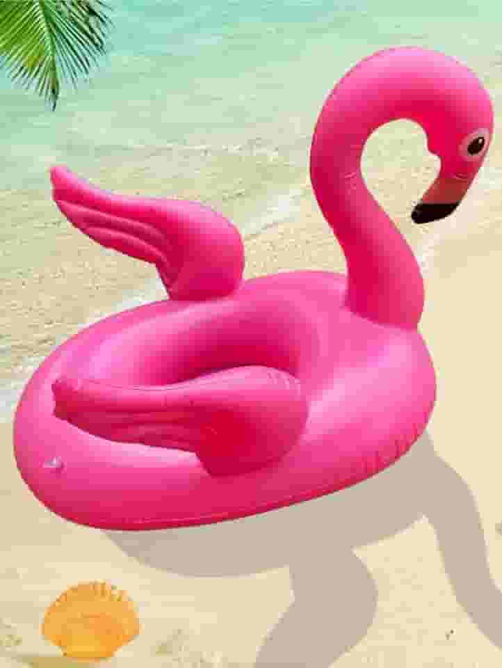 Boia Infantil Flamingo Rosa Inflável com Assento Seguro para Piscina e Praia, Flutuador Divertido para Crianças